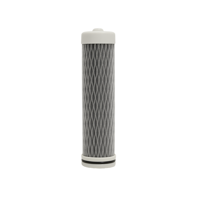 Cylindrical advanced AtomX filter with nano-fibers on a white background