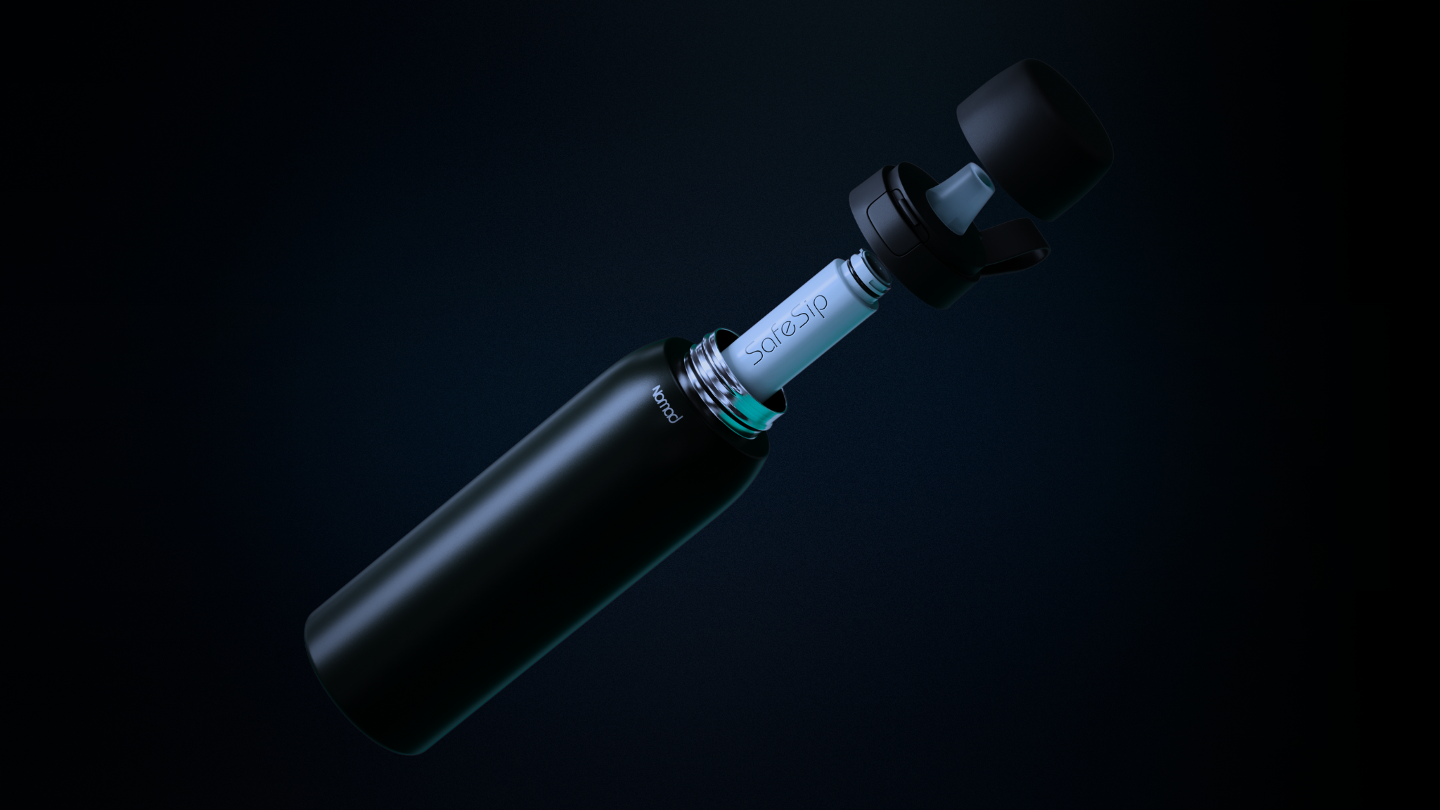 NOMAD SafeSip™ bottle aesthetic shot — premium minimalist branding