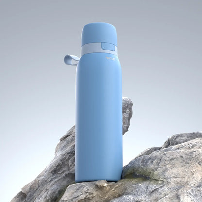 SafeSip Filtered Water Bottle - Blue Azure - Natural Background
