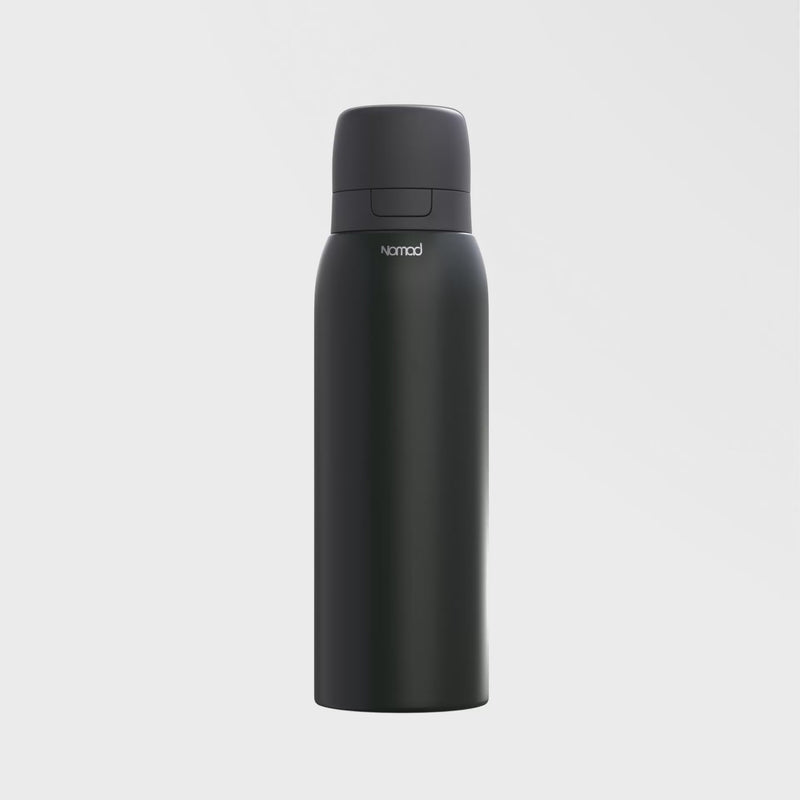 nomad safesip water bottle technical specs on a white background.